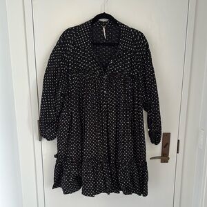 Free People Black and White Polka Dot Mini Dress
